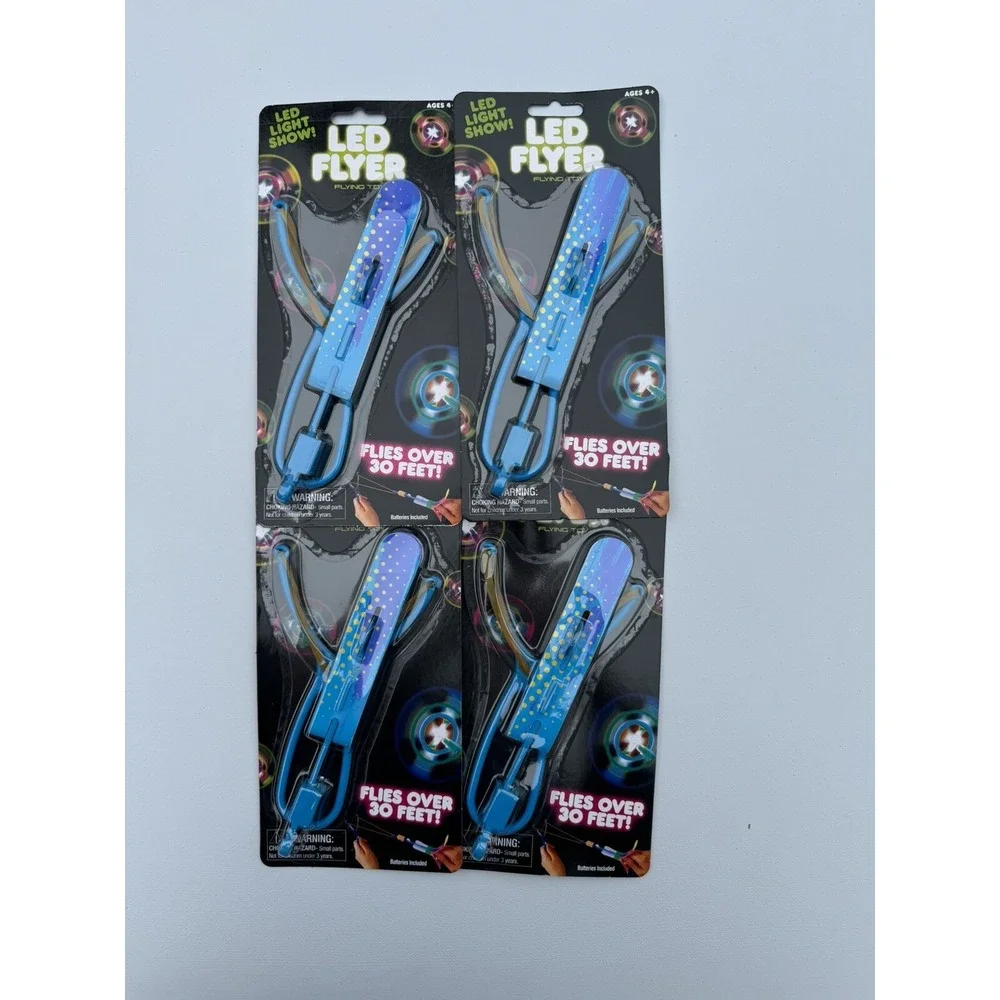 LED Flying Toy Battery Included Flies Over 30 Ft BLUE (LOT Of 4)